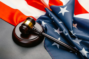 law gavel and USA america flag - American crime concept