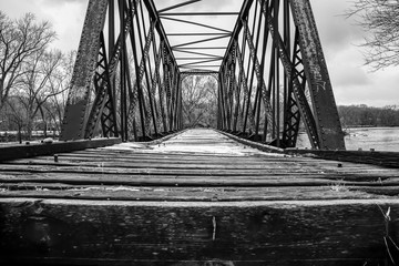 empty and abandoned railroad bridge