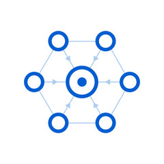 Connection Icon Design Vector Template. Vector blue icon on light grey background.