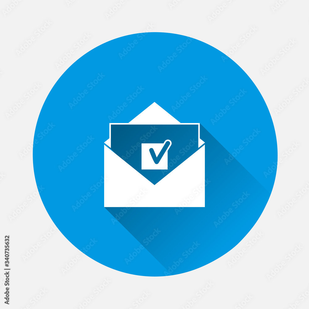 Poster mail vector icon on flat design. e-mail on blue background. flat image with long shadow.