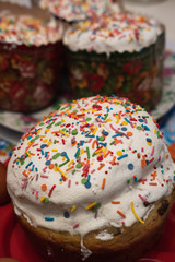 Easter cakes, Easter cake, cake with raisins and colored glaze