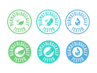 Dermatologically tested emblems set. Vector illustration.