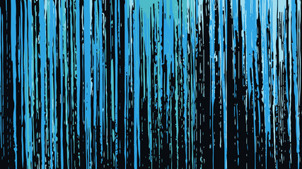 Freehand brush strokes, paint, vertical stripes of bright colors, blue, turquoise, mint on a dark background, daub, texture. Vector illustration.