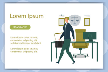 Hurrying to Meeting. Landing Page with Copy Space