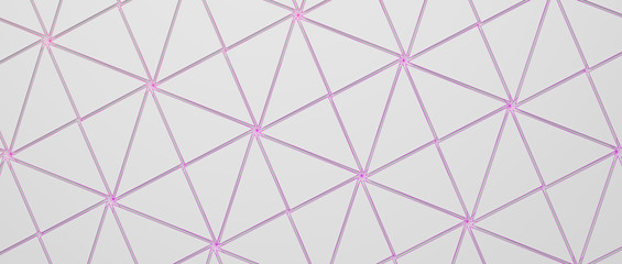 Abstract background geometric render background with saturated pink edges. 3d render light background.