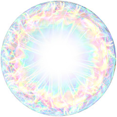 Abstract circle with multi-colored streaks iridescent.