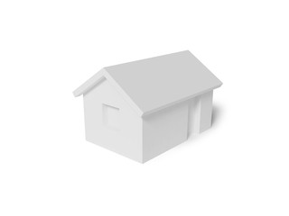 Simple small white house model with soft shadow isolated