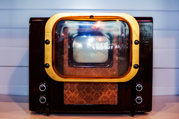 Old TV, with optical glass, 50-60 years, retro
