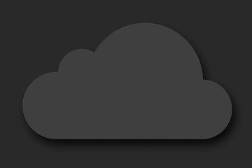 Grey cloud shape with shadow and copy space on dark background, technology, data or storage concept