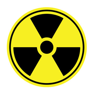 Radioactive contamination symbol. Vector illustration. Black and yellow sign of nuclear danger. Radiation danger symbol or icon isolated on a white background. Nuclear Symbol Icon Vector.