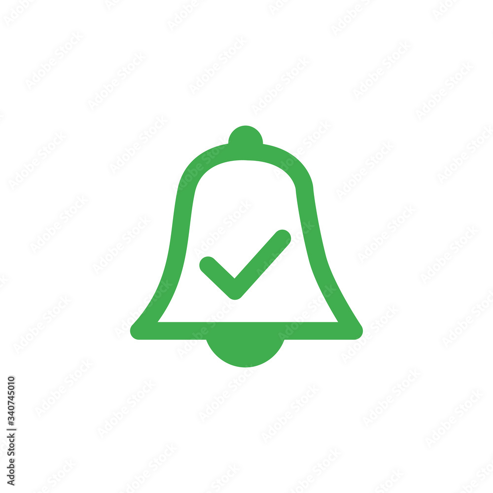 Poster allow notifications bell icon. an active alarm on your devices with deadline checkmark on bell. stoc