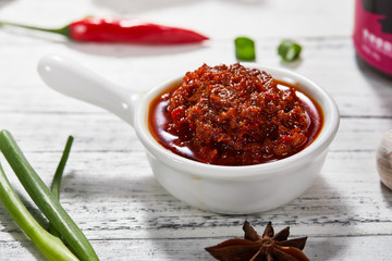Creative drawing of the retro style of chili sauce