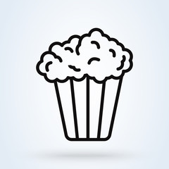 Popcorn and corn box. Line style icon symbol. vector illustration on white background