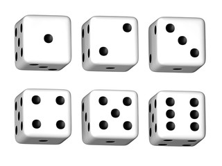 Dices set isolated on white. Gambling template. 3d render
