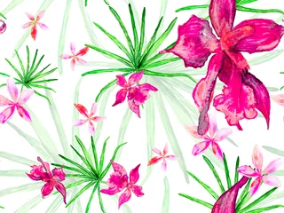 Fototapeten Orchid Seamless Pattern. © Vialeta