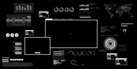 Futuristic PC 80s-90s with opened terminal console, command-line interface of programs. Sky-fi Vaporwave Synthwave 80s and 90s. Cyberpunk user interface HUD. Vector illustration computer program