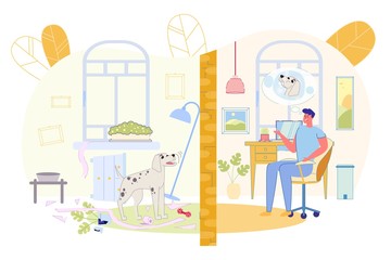 Banner Guy wants Neighbor Dog to Shut Up, Cartoon.