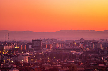 Sunset over the Ukrainian city