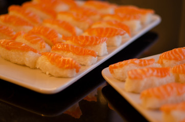 Homemade nigiri sushi