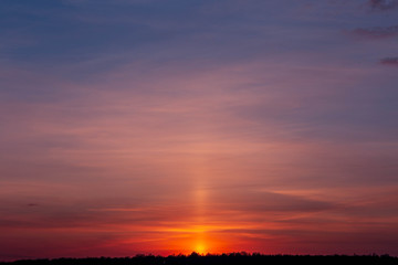 Sunset sky shot in April in Cheboksary in Russia