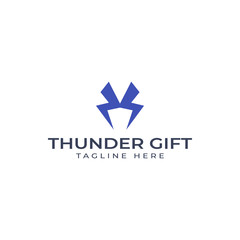 Obraz premium Design a logo template for your business, Modern and creative, Thunder or thunderbolt or lightning vector or gift or gift box