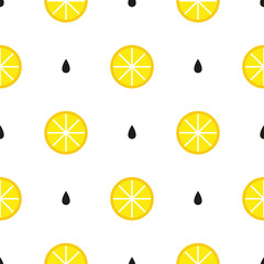 Seamless pattern with lemons on white background, vector illustration