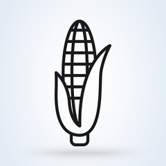 Corn Vegetable Minimal Flat Line Outline Stroke Icon. illustration