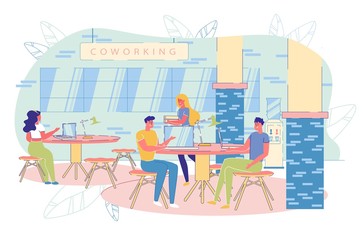Freelancer Team at Coworking Shared Workplace Area