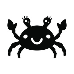 Hand-drawn cartoon sea crab. Black and white print for babies.