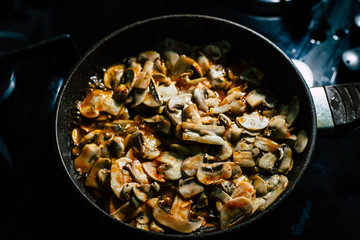 Roast the mushrooms in an old dirty frying pan