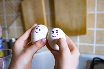 Naklejka premium making Easter cakes at home, cooking dough