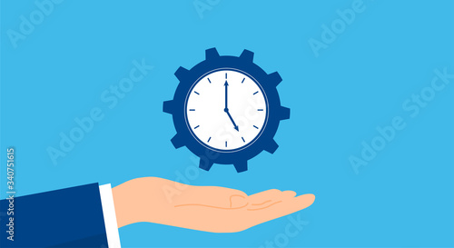 時計と歯車 手のイラストイメージ Wall Mural Wallpaper Murals Tiquitaca