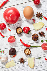 The food is placed on a white board