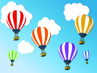 Hot air balloons in the sky, vector.