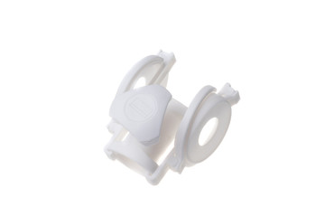 Plastic white umbrella folded cup holder, isolated on white background