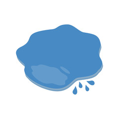 Puddle of water with splashes icon, liquid bottling symbol. Vector illustration isolated.