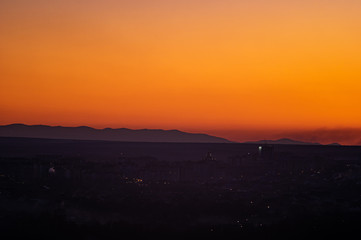Sunset over the Ukrainian city