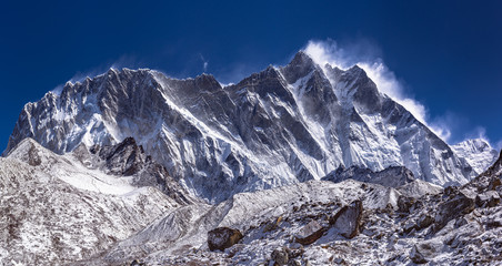 Lhotse is fourth highest mountain in world at 8,516m 27,940 ft .Himalaya, Nepal