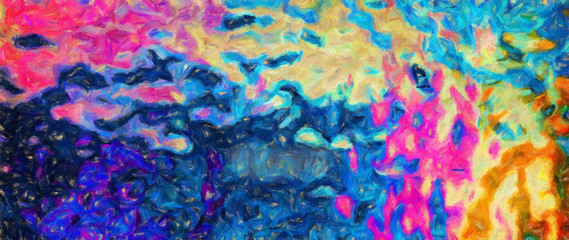 Pretty oil painting on canvas art background. Colorful brushstrokes and watercolor splashes elements. Digital artistic texture for graphic design. Printable beautiful pattern.