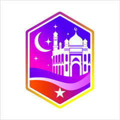 mosque and islamic theme illustration in ramadhan and ied mubarak 