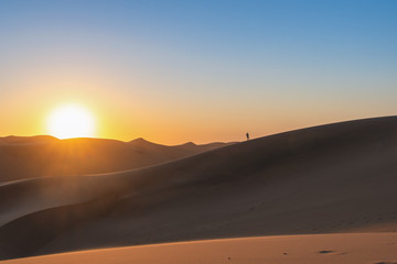 Fototapeta na wymiar Sunset on dune 7 in namibia desert