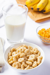 cereals with milk on white background