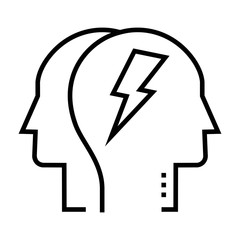 Human brain with thunder sign. Brain storming concept.