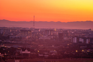 Sunset over the Ukrainian city