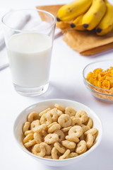 cereals with milk on white background