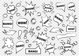 Set of speech bubbles. Set of blank template in Pop Art style. Vector illustration	
