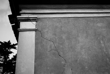 Old cracked building from earth movement