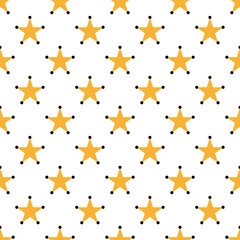 Yellow stars on white background Vector illustration Seamless pattern