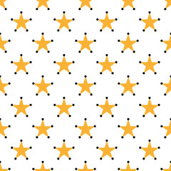 Yellow stars on white background Vector illustration Seamless pattern