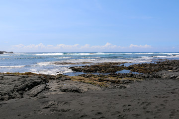 black beach and sea, hawaii, usa